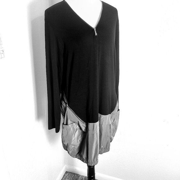 Comfy USA Sara Tunic Dress Black/Gray Mixed Material Size Large RARE Futuristic - Picture 11 of 15